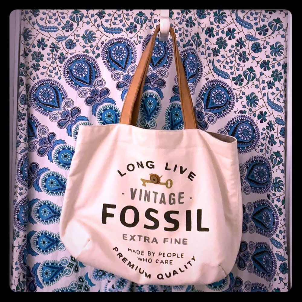 Fossil Long Live Vintage Canvas Tote
